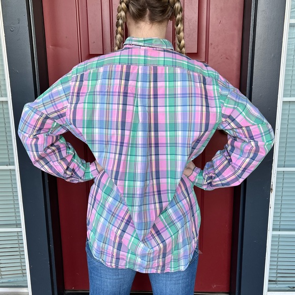 80s Mens RALPH LAUREN Cotton Shirt, Pastel Colors Long Sleeve Button Up size L - Picture 5 of 7
